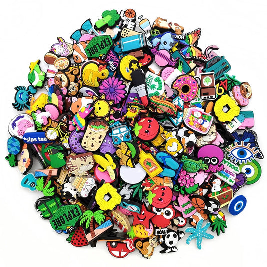 6/30/50/100/200 Pcs Cartoon Shoe Charms for Clogs Bubble Slides Sandals PVC Shoe Decorations Accessories For Teens