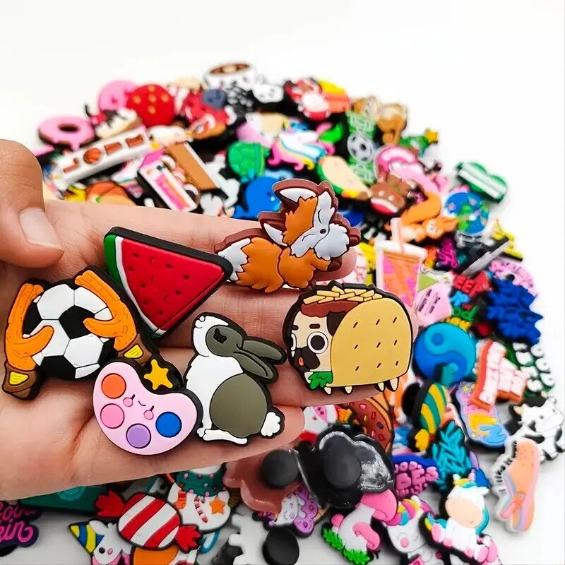 6/30/50/100/200 Pcs Cartoon Shoe Charms for Clogs Bubble Slides Sandals PVC Shoe Decorations Accessories For Teens